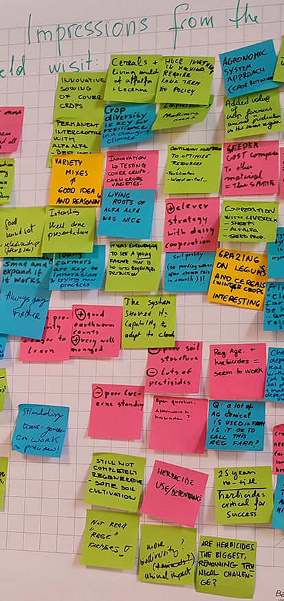 Post-its on a white board with notes