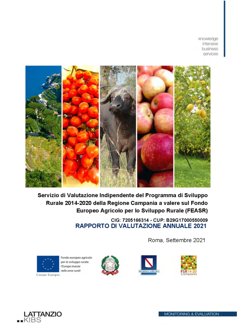 Servizio di valutazione indipendente del programma di sviluppo rurale 2014-2020 della regione Campania a valere sul fondo europeo agricolo per lo sviluppo rurale (FEASR)