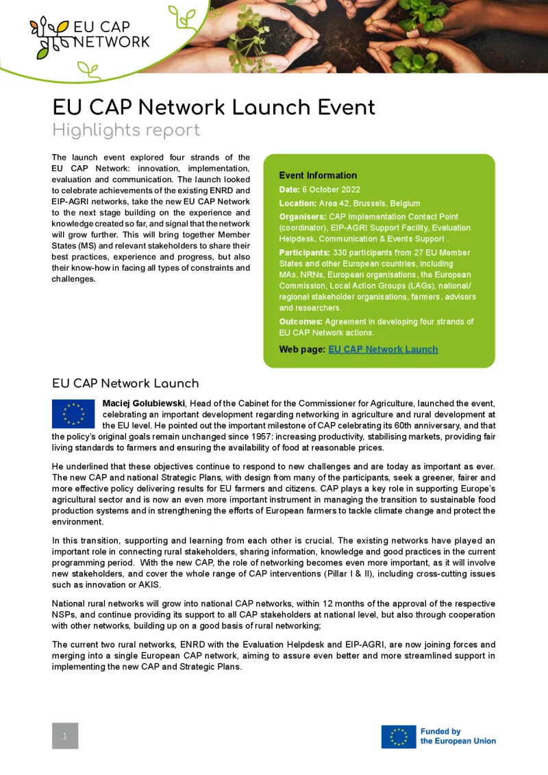 EU CAP Network Launch Event: Highlights report