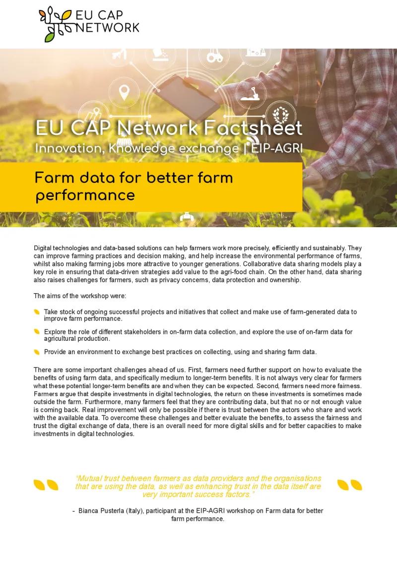 EU CAP Network Factsheet - Farm Data for Better Farm Performance