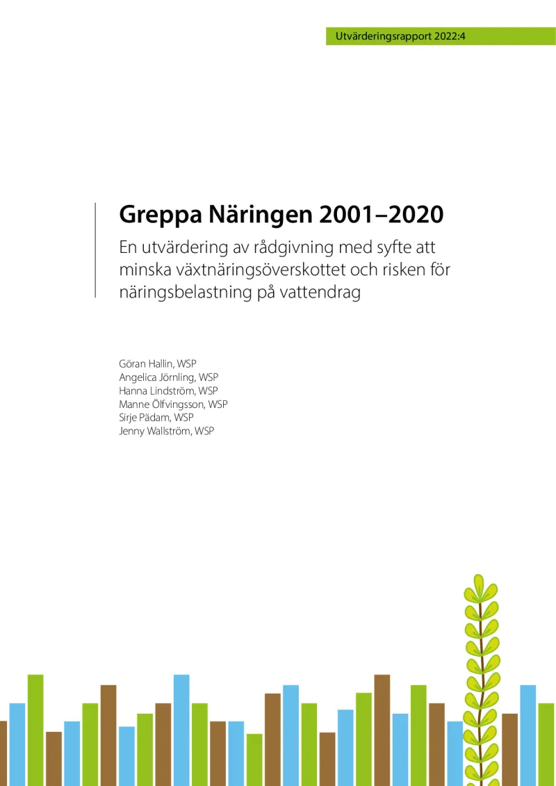 Greppa Näringen 2001–2020 An evaluation of advisory services aimed at reducing nutrient surpluses and the risk of nutrient pollution in watercourses