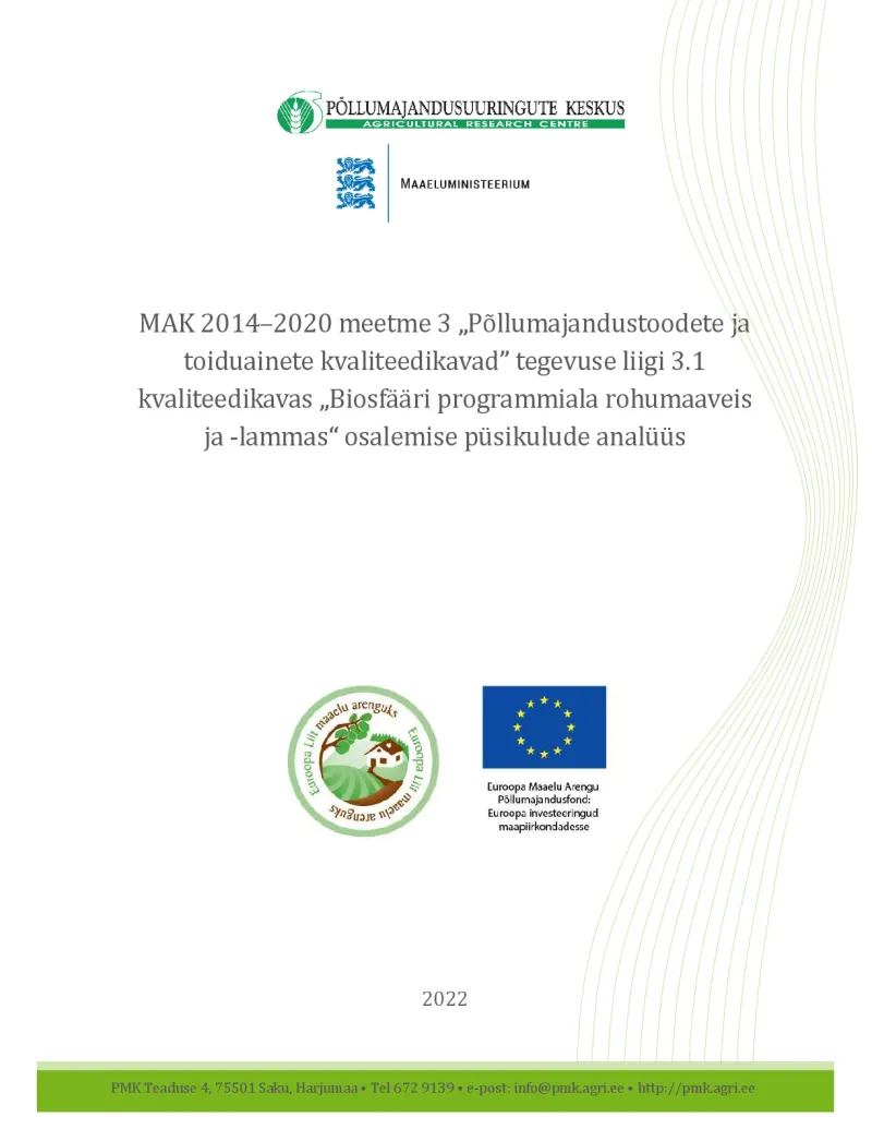 Analysis of participation costs in quality schemes for agricultural products and foodstuffs