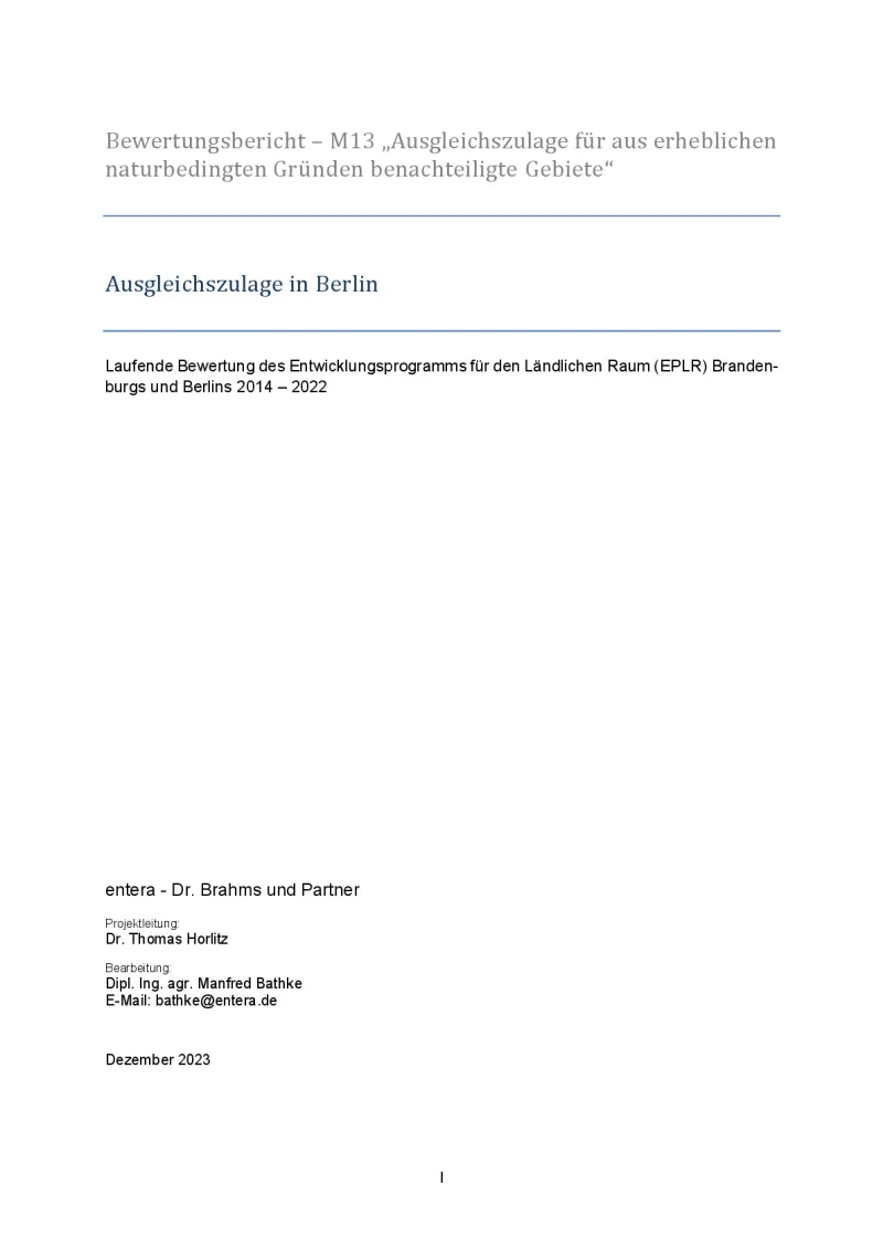 Evaluation report - M13 “Compensatory allowance for areas disadvantaged for significant natural reasons”