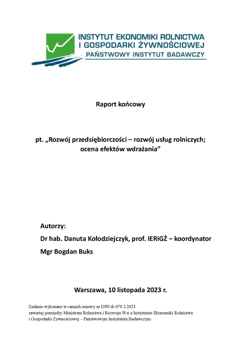 Development of entrepreneurship and agricultural services
