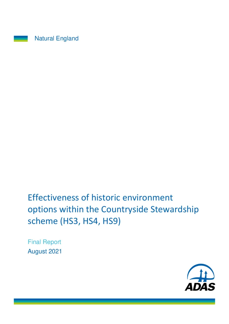 Effectiveness of historic environment options within the Countryside Stewardship scheme (HS3, HS4, HS9)