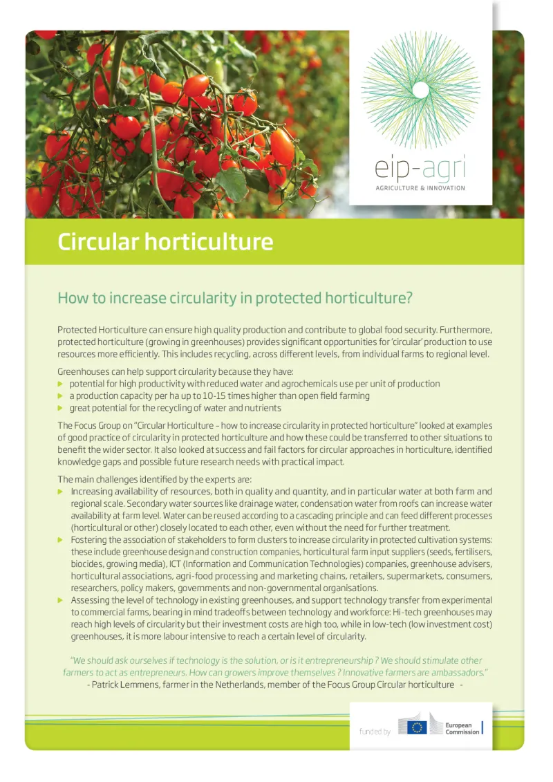 EIP-AGRI Factsheet Circular horticulture: English version