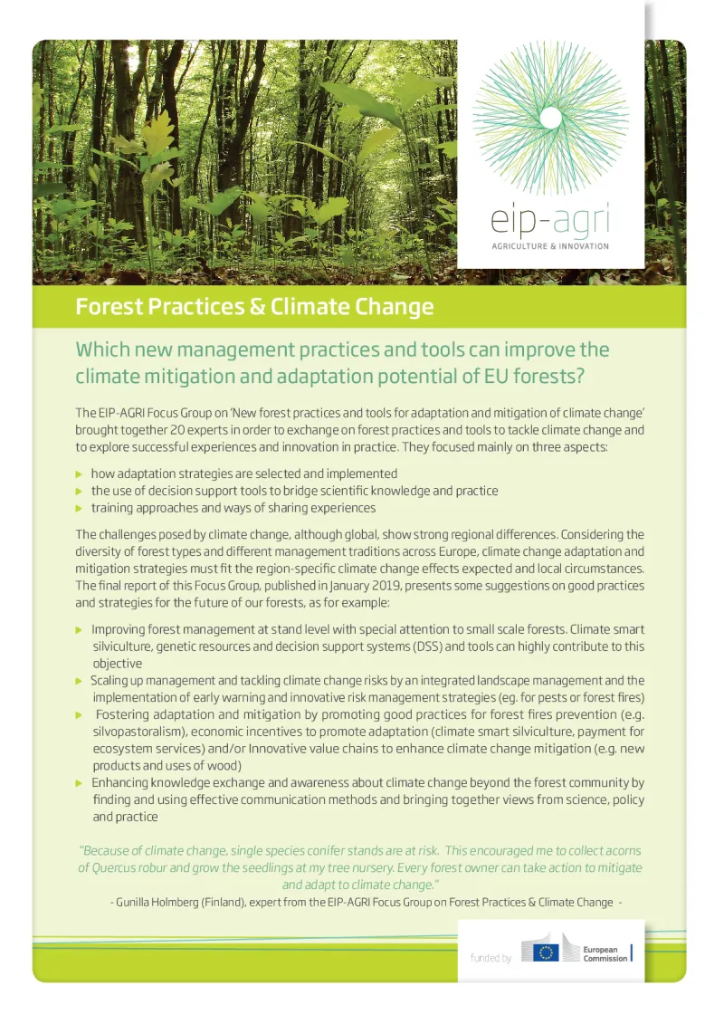 EIP-AGRI Factsheet Forest practices and climate change: English version