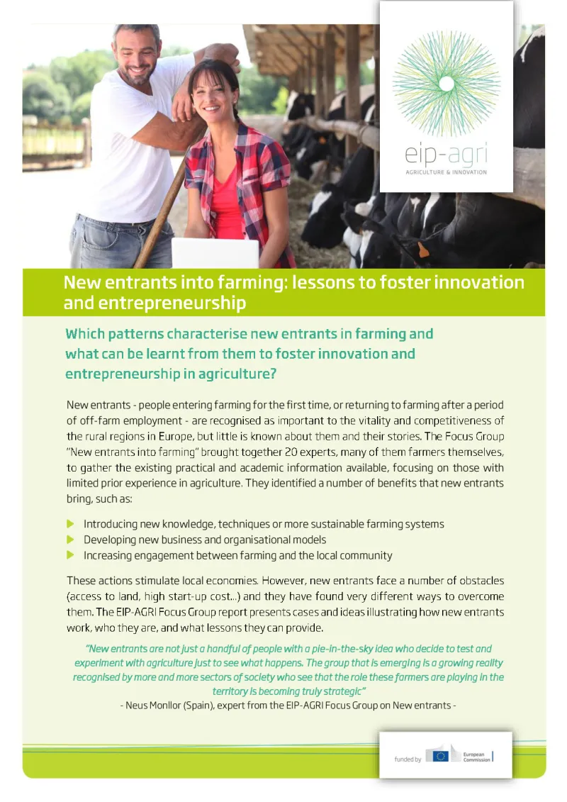 EIP-AGRI Factsheet New entrants: English version