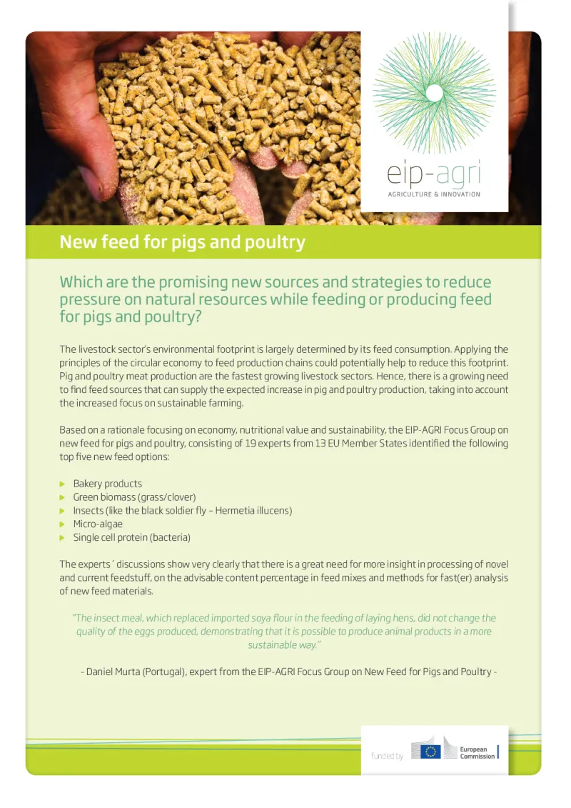 EIP-AGRI Factsheet New feed for pigs and poultry: English version