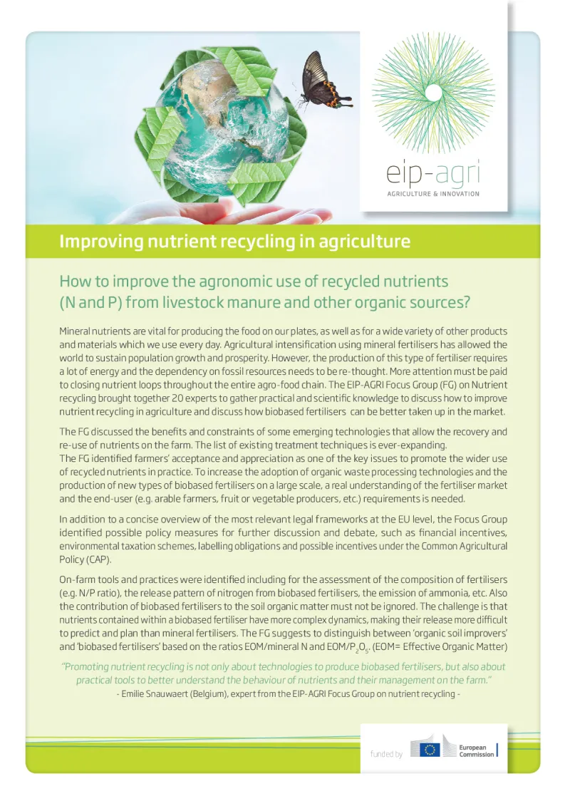 EIP-AGRI Factsheet Nutrient recycling: English version