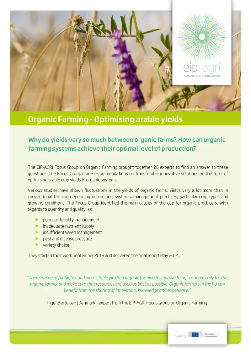 EIP-AGRI Factsheet on Organic Farming: English version