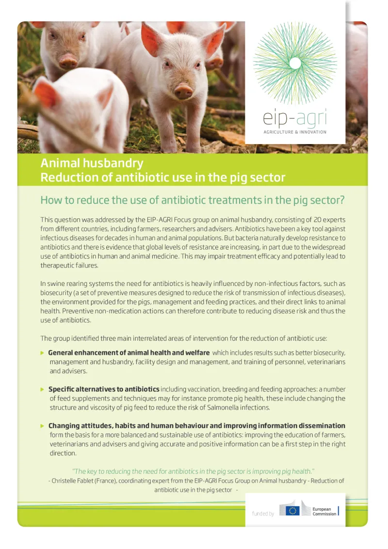 EIP-AGRI Factsheet Reducing antibiotics in pig farming: English version