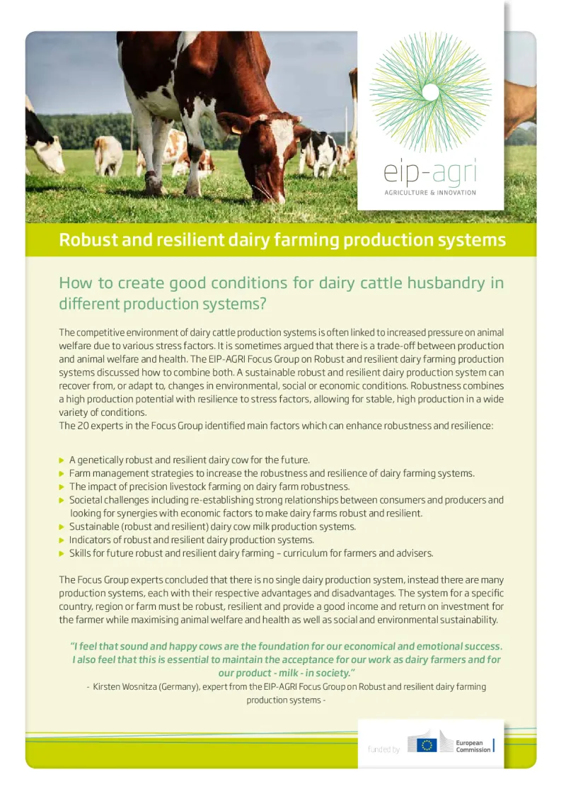 EIP-AGRI Factsheet Robust and resilient dairy farming: English version