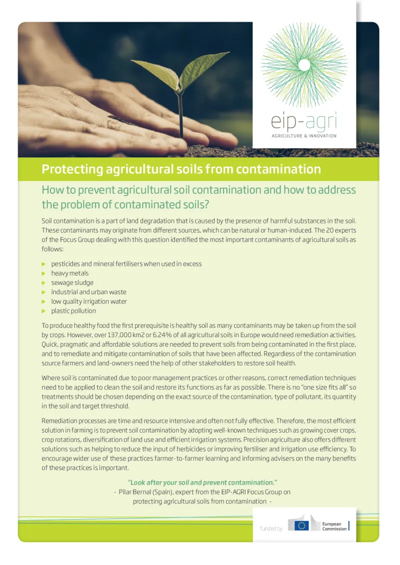 EIP-AGRI Factsheet Soil contamination: English version