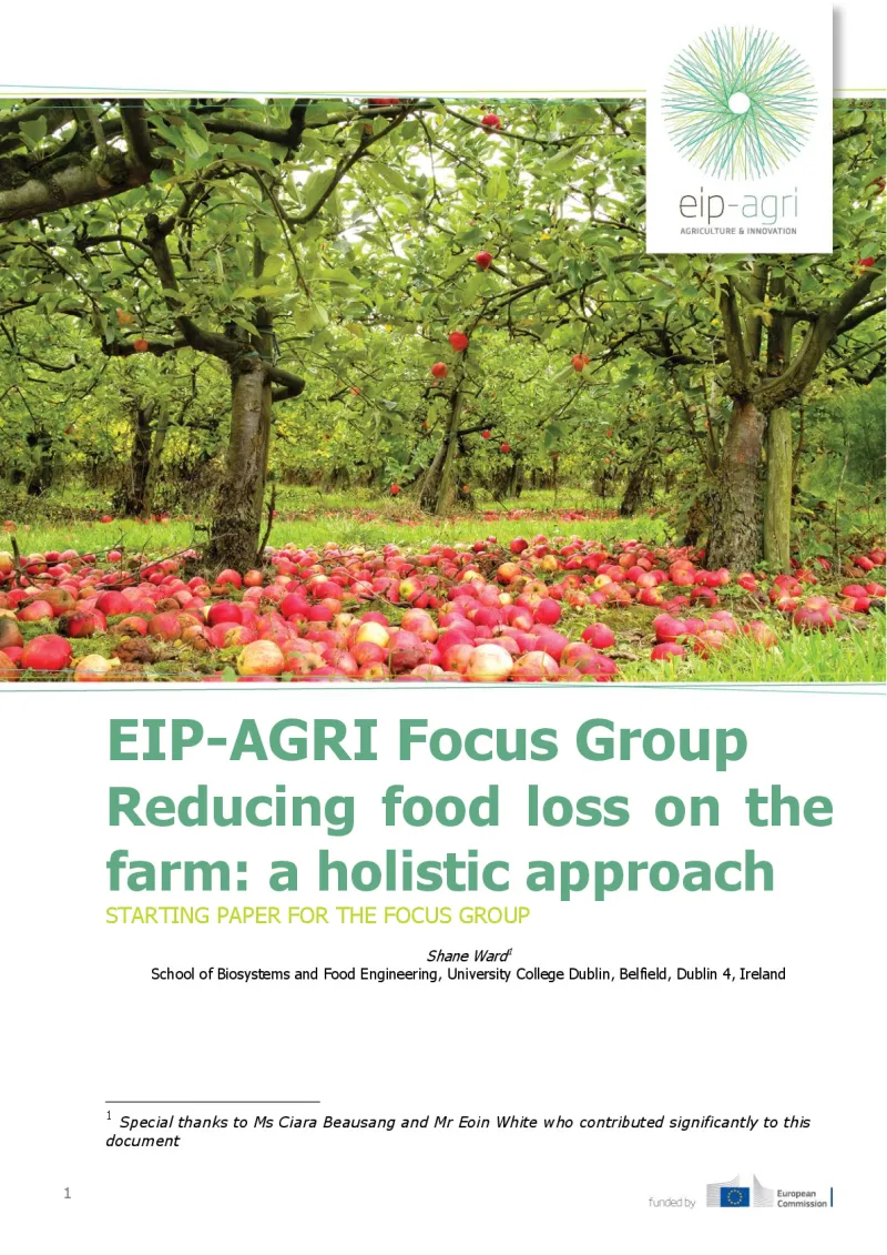EIP-AGRI Focus Group Reducing food loss on the farm: Starting paper: English version