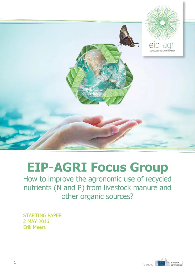 EIP-AGRI Focus Group Nutrient recycling: Starting paper