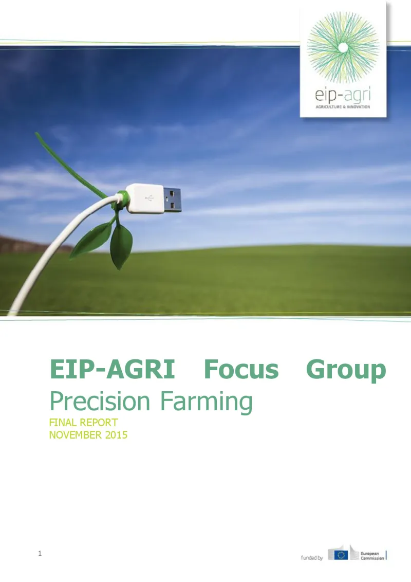 EIP-AGRI Focus Group on Precision Farming: Final report (English version)