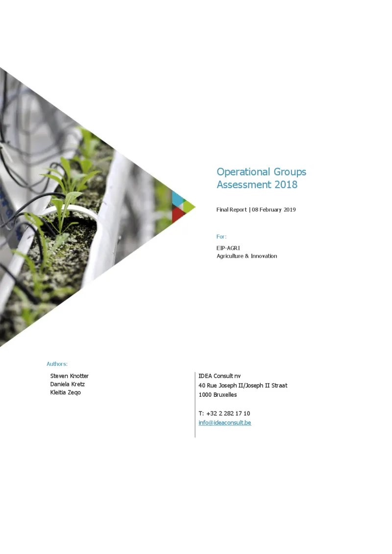 EIP-AGRI Operational Groups assessment 2018: Final report