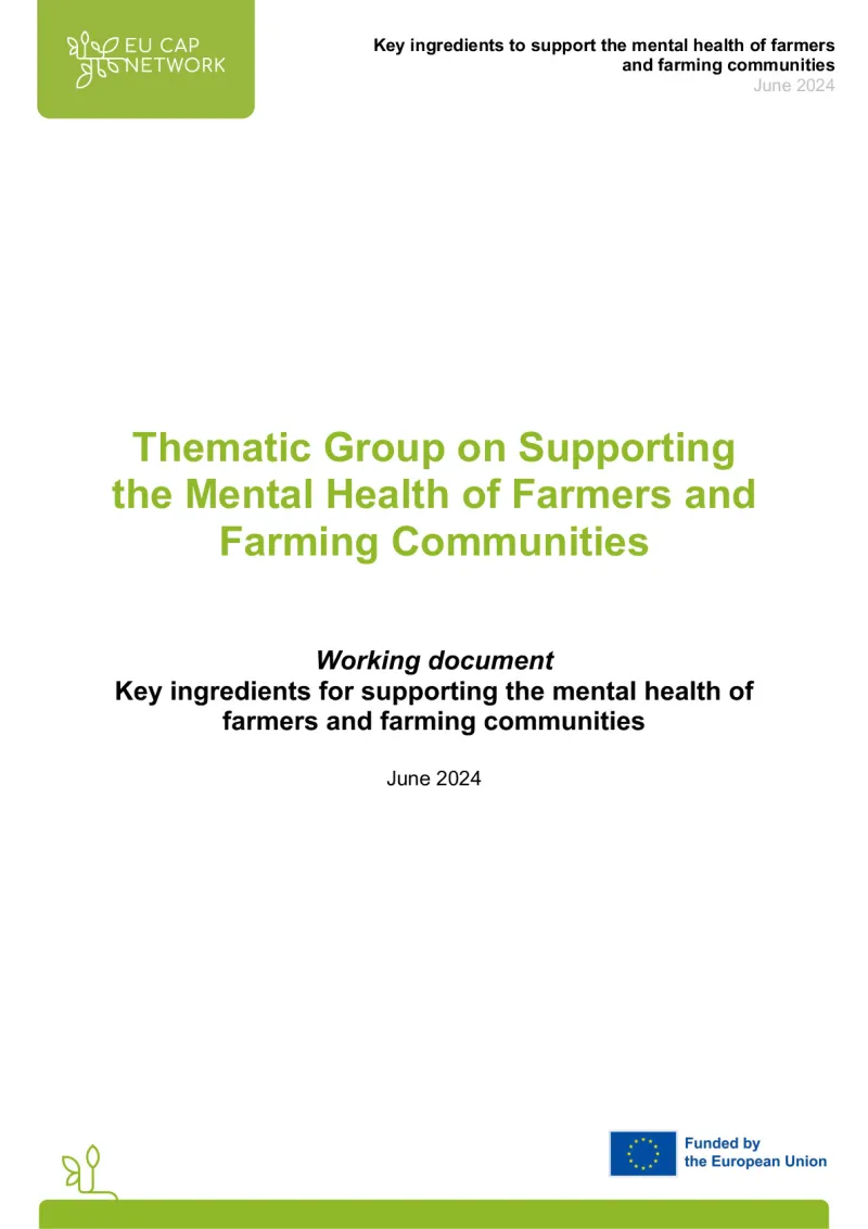 Key ingredients for supporting the mental health of farmers and farming communities