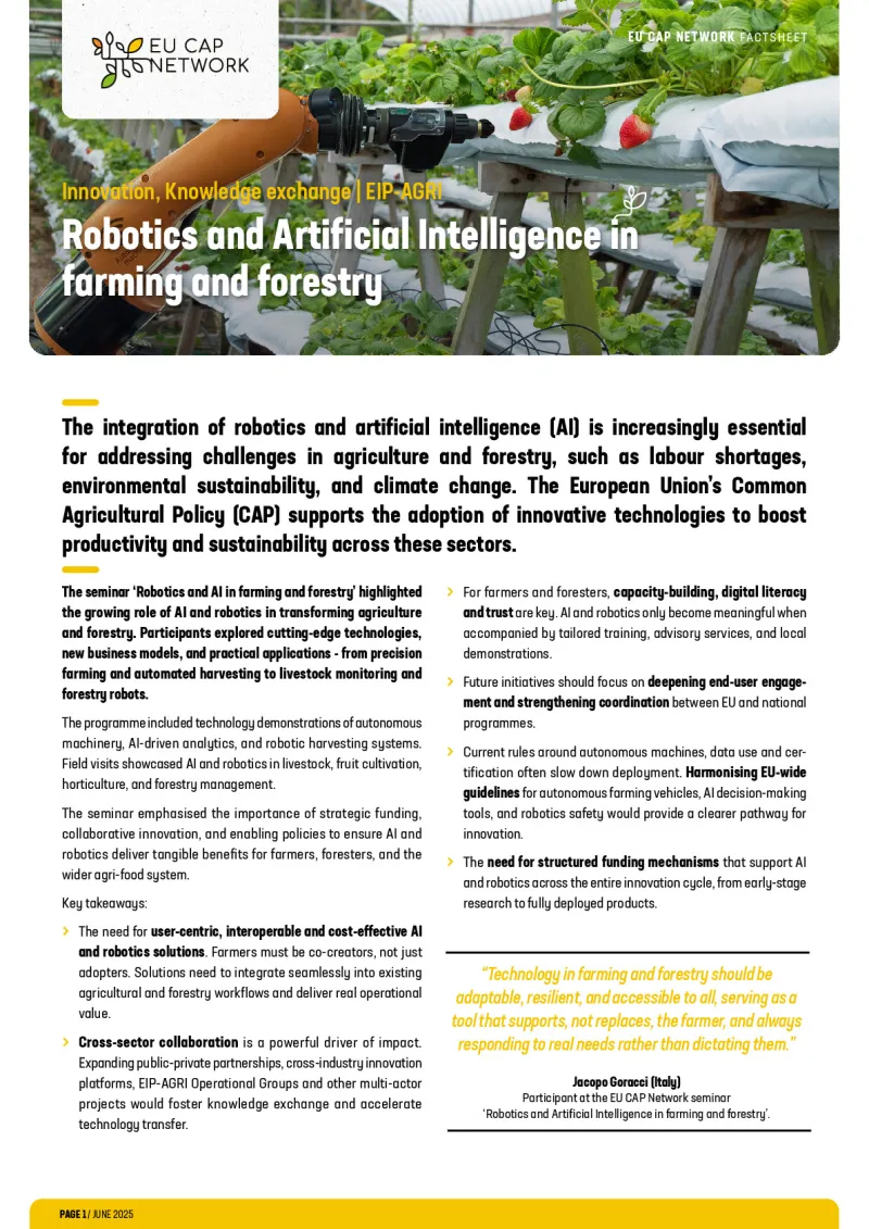 Factsheet - Robotics and Artificial Intelligence in farming and forestry