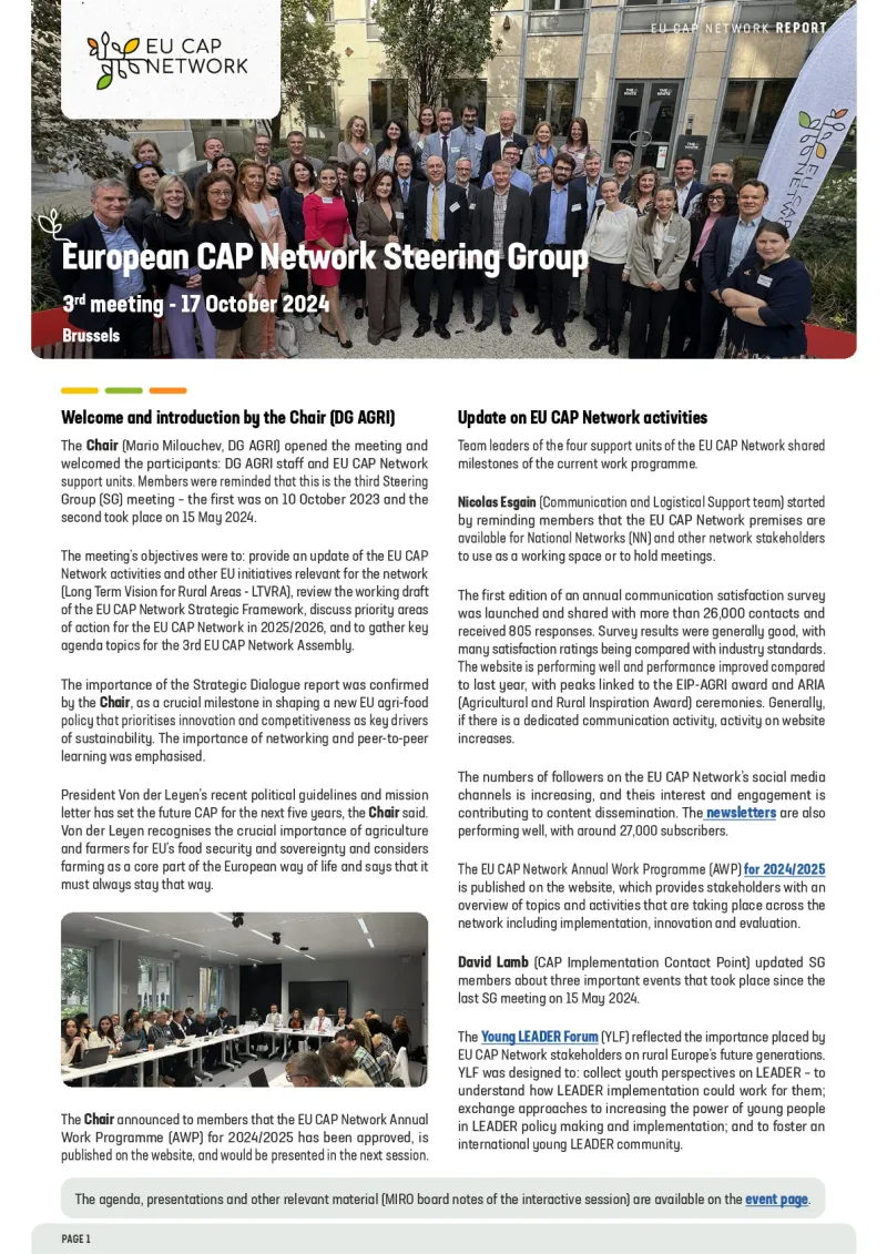 Highlights report - EU CAP Network's Steering Group - 3rd Meeting