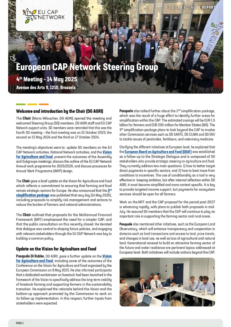 Report - 4th meeting of EU CAP Network's Steering Group
