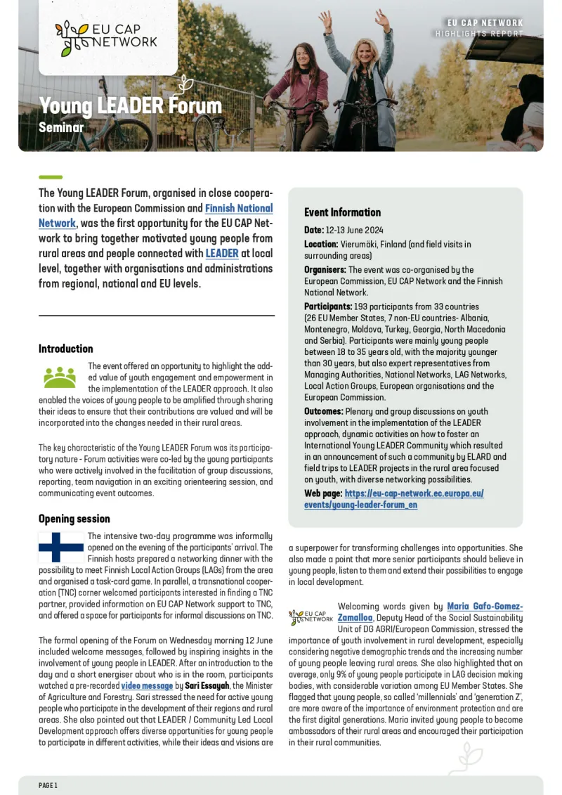 Highlights Report - Young LEADER Forum