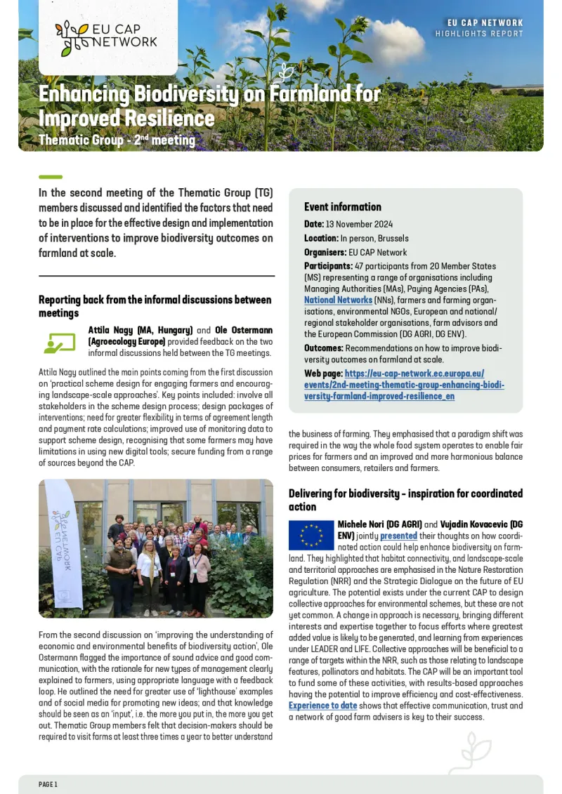 EU Cap Network- Enhancing Biodiversity on Farmland for Improved Resilience