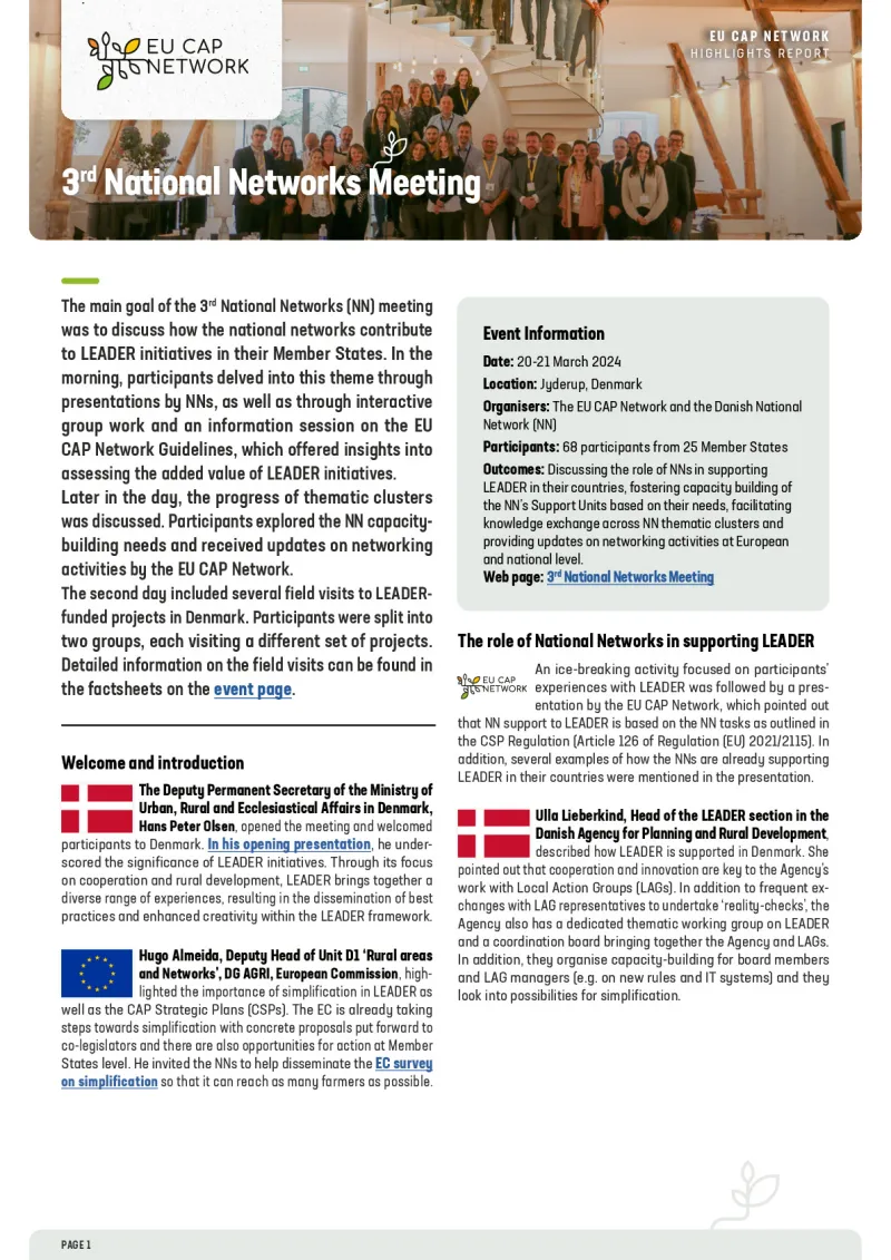 Highlights Report - 3rd National Networks Meeting