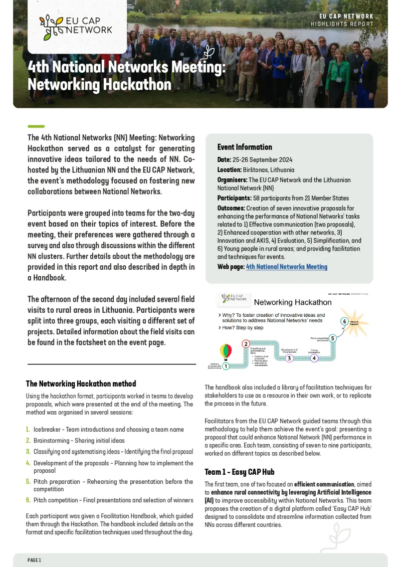 Highlights report - 4th National Networks Meeting: Networking Hackathon