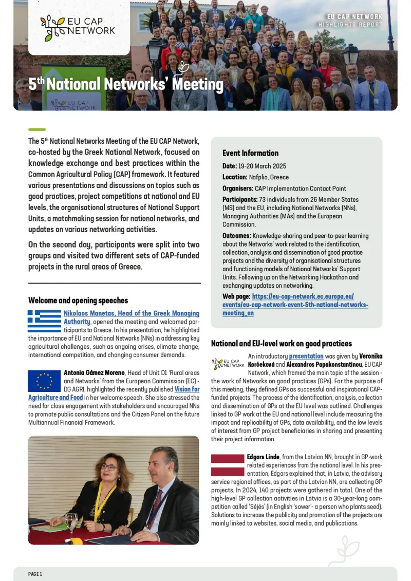 Highlights report - 5th National Networks meeting