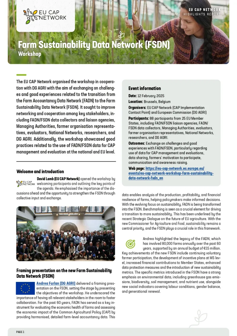 Highlights report - Farm Sustainability Data Network (FSDN)