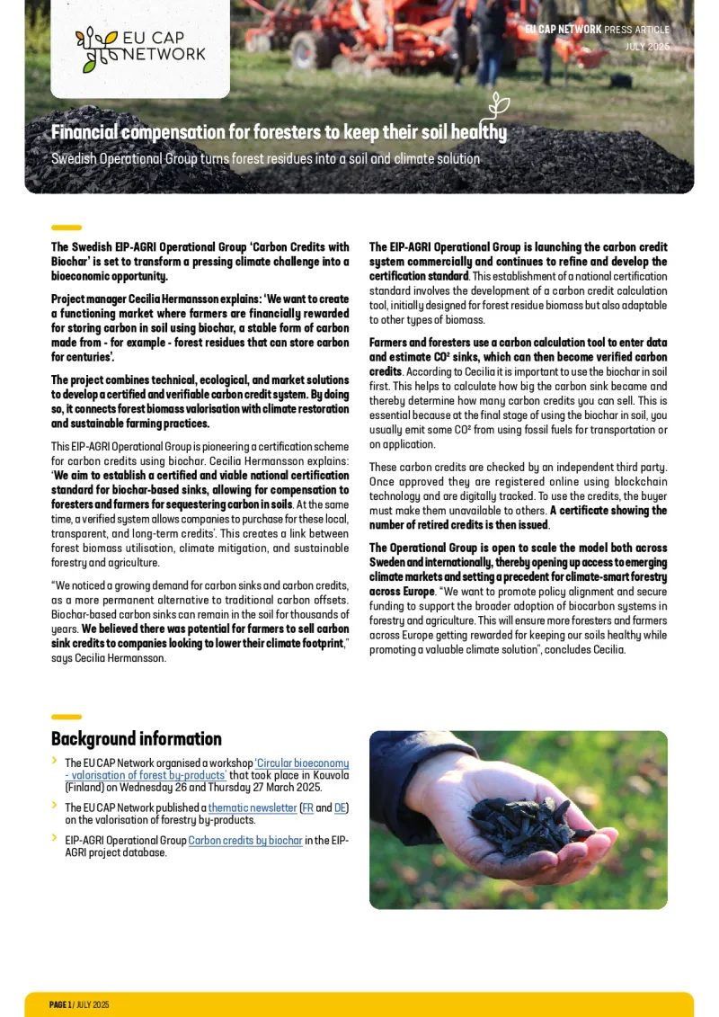 Press asrticle - Financial compensation for foresters to keep their soil healthy