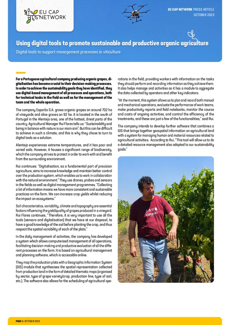 Press Article - Using digital tools to promote sustainable and productive organic agriculture