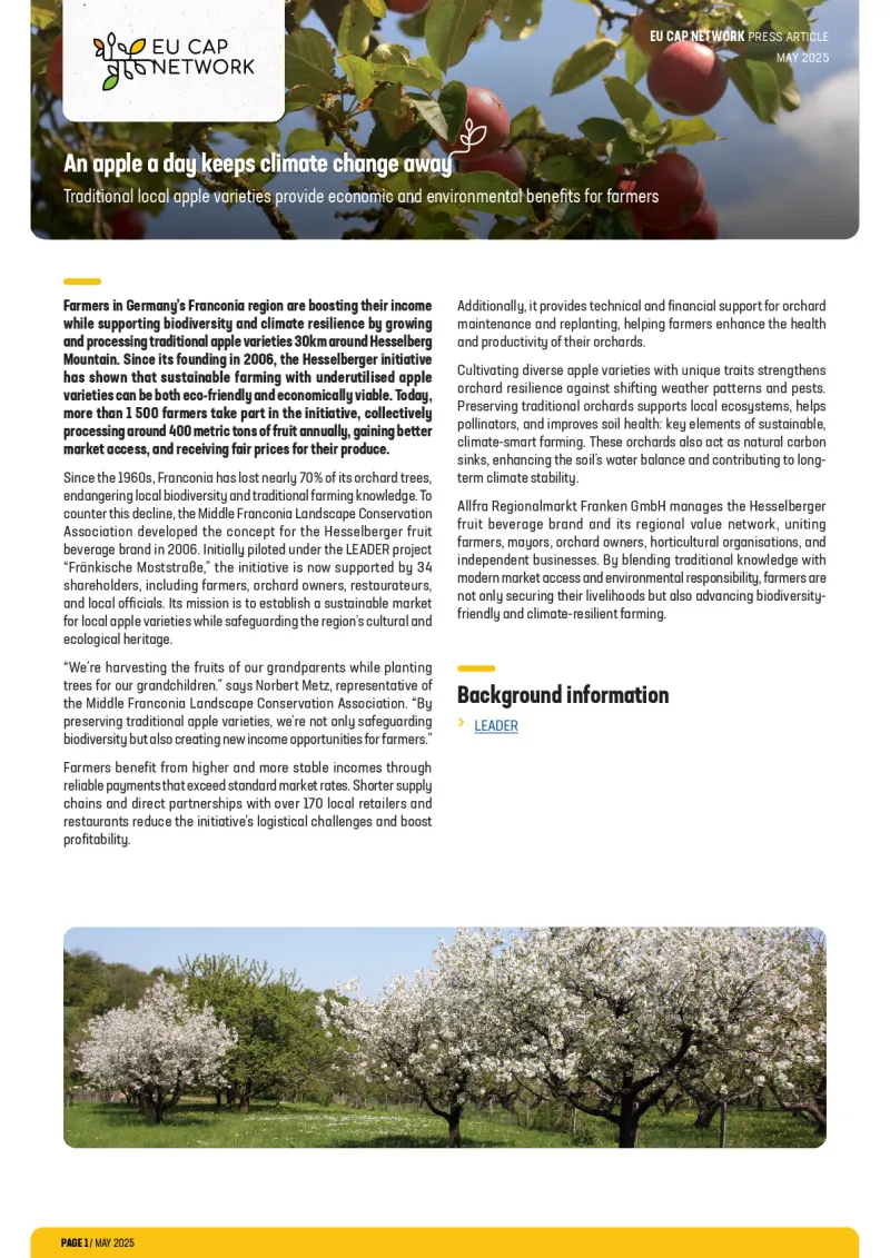 Press article - An apple a day keeps climate change away