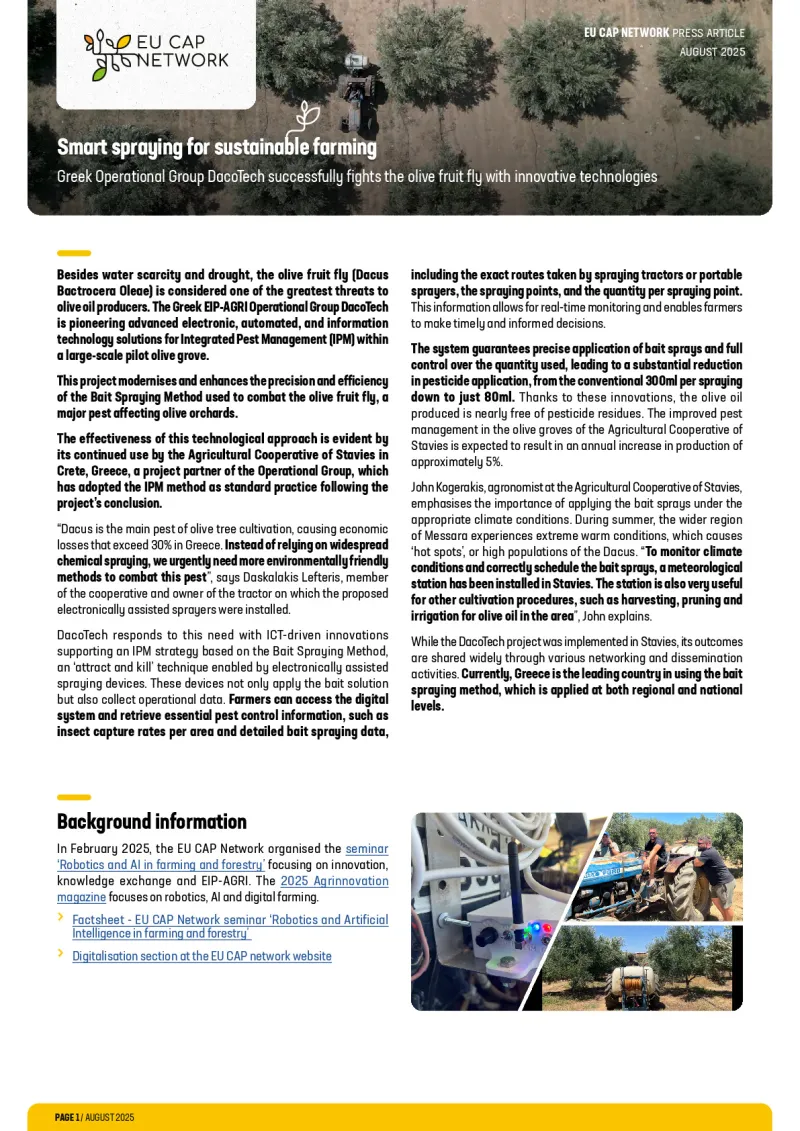 Press article - Smart spraying for sustainable farming