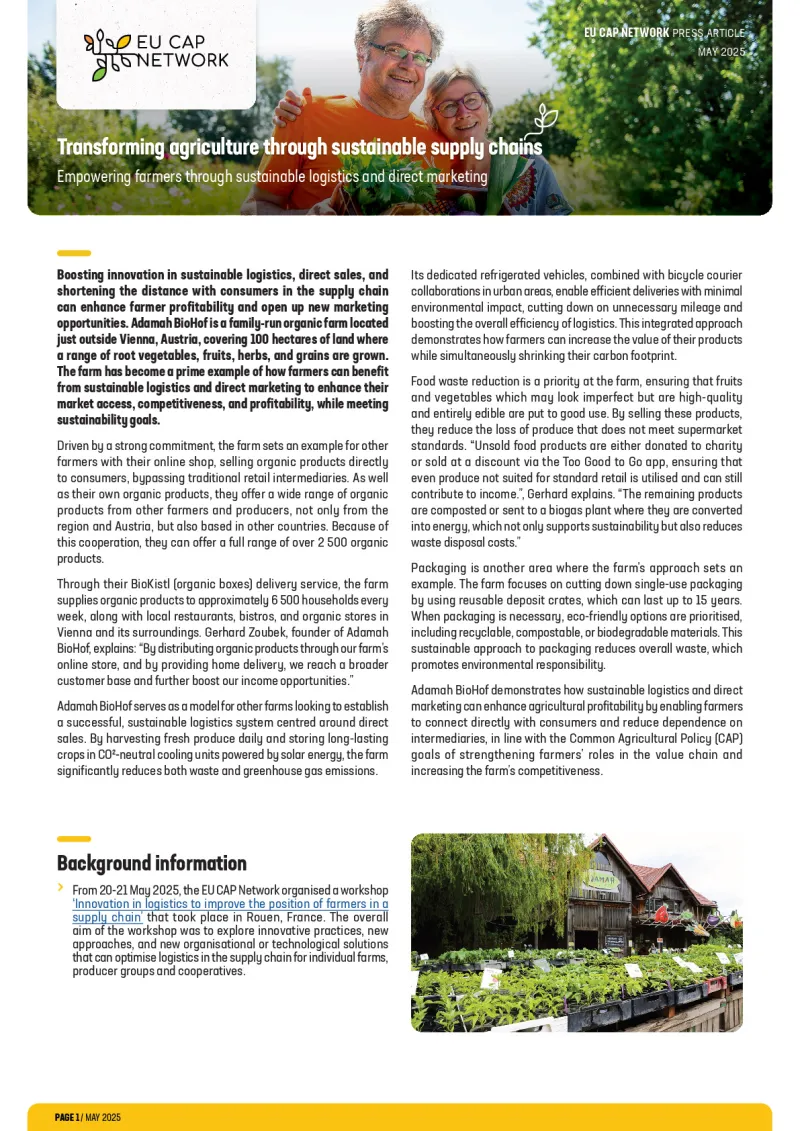 Press article - Transforming agriculture through sustainable supply chains