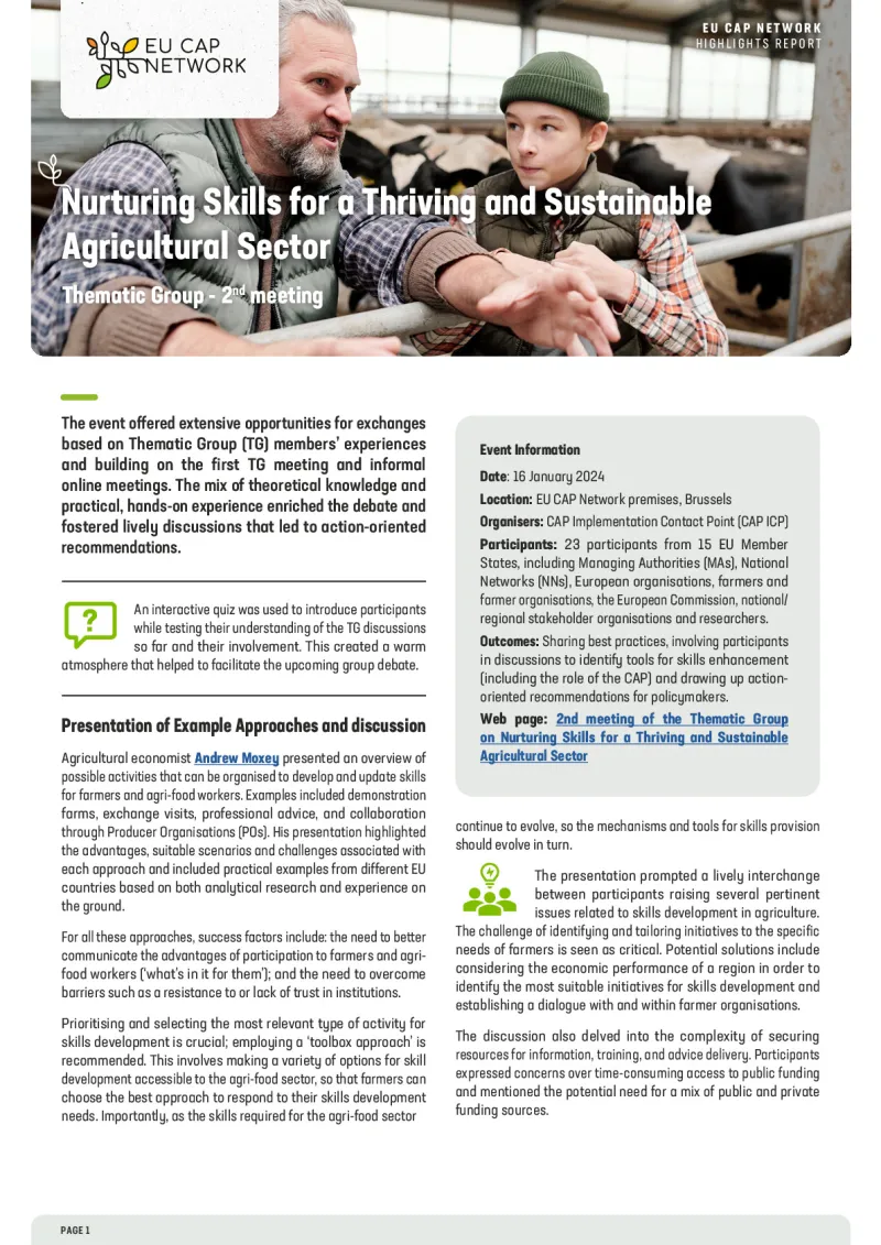 Highlights Report - Nurturing Skills for a Thriving and Sustainable Agricultural Sector