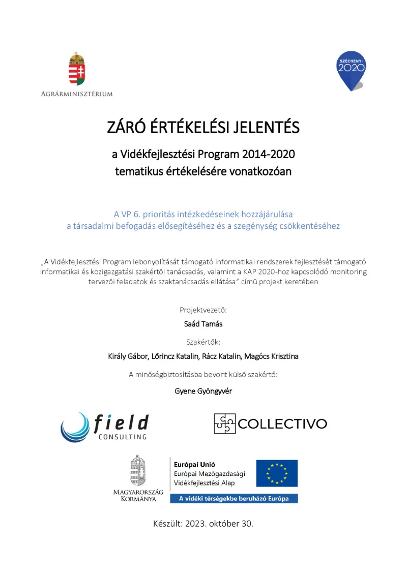 Final Evaluation Report of the Rural Development Programme 2014-2020 Thematic Evaluation of the Rural Development Programme