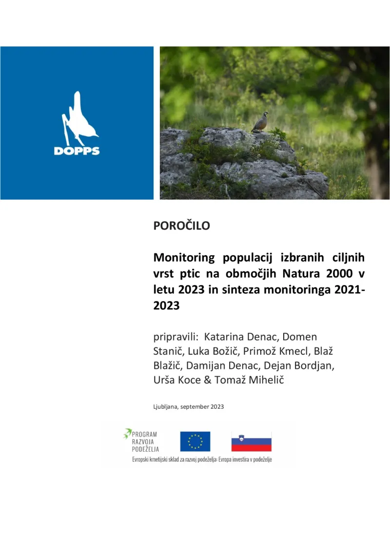 Monitoring of populations of selected target species bird species in Natura 2000 sites in 2023 and synthesis of monitoring 2021-2023