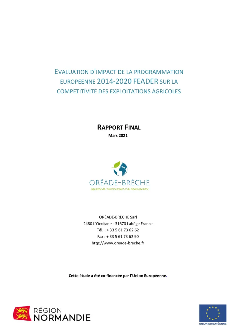 Final report - Evaluation competitiveness agricultural operations
