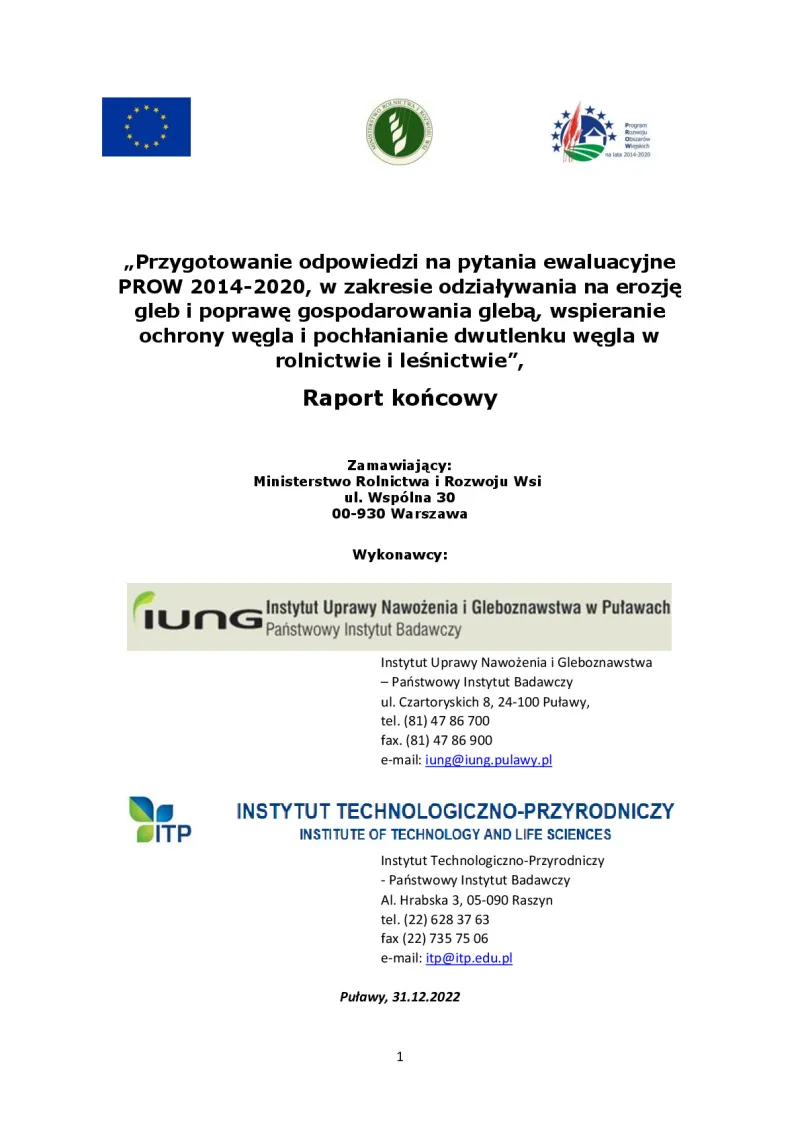 Evaluation on the environmental impacts of RDP 2014-2020
