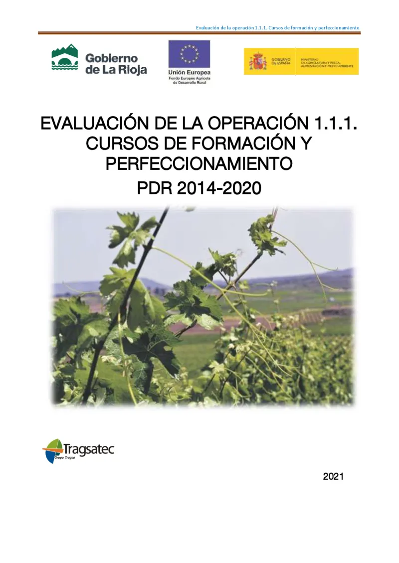 Evaluation of the operation on training and improvement courses of the 2014-2020 RDP