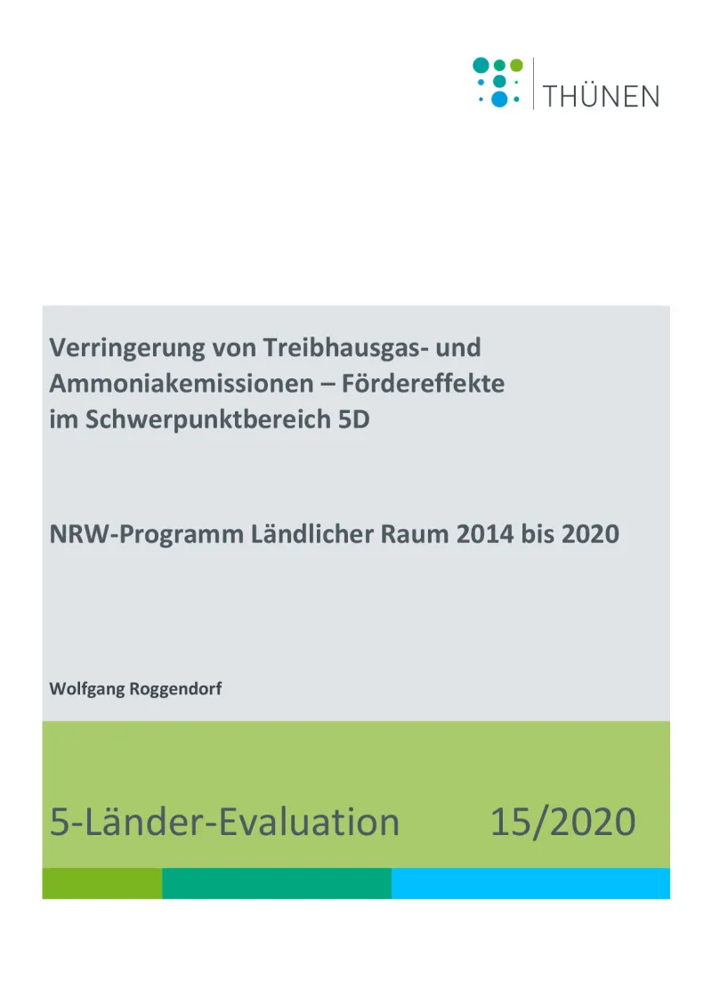 Evaluation of the reduction of greenhouse gas and ammonia emissions under Focus Area 5D in the Rural Development Programme 2014-2020 of North Rhine Westphalia, Germany