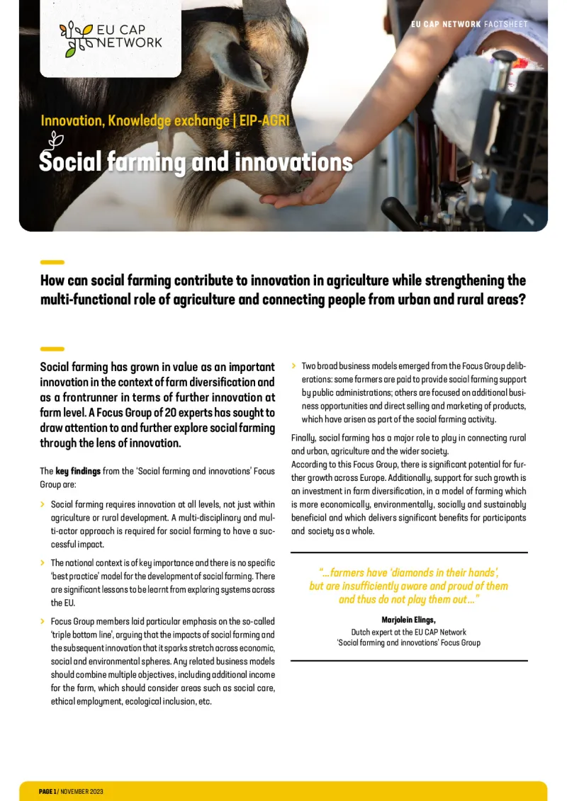 Factsheet - Social farming and innovations