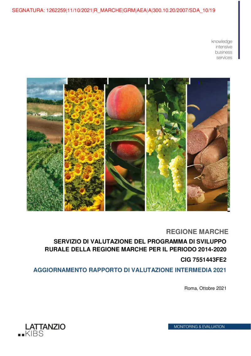 Evaluation Service of the Rural Development Programme of the Marche Region for the 2014-2020 period