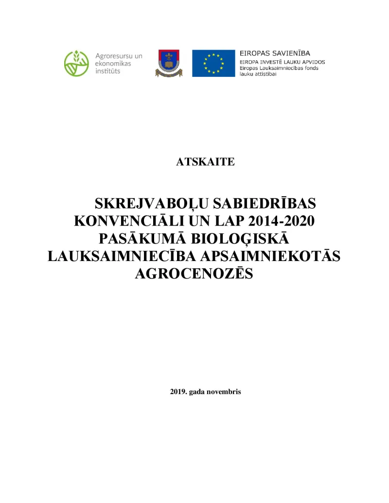 Latvian communities of ground and rove beetles in differently managed agrocenoses