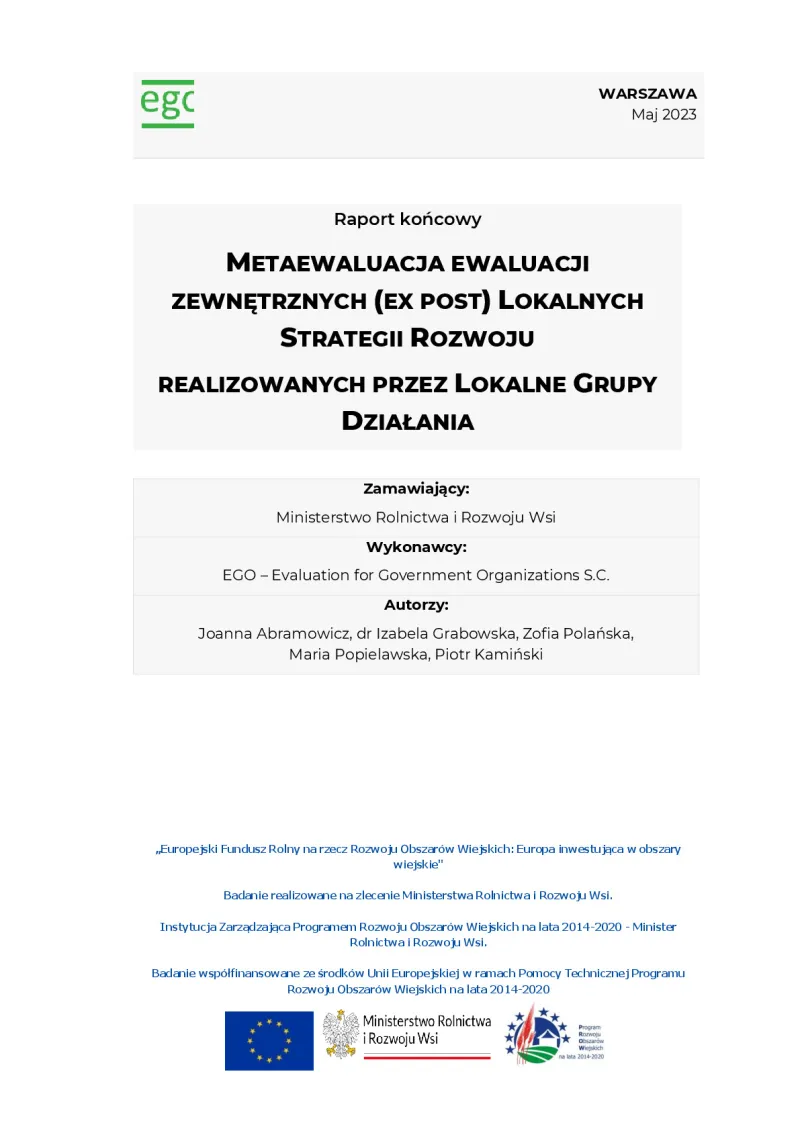 Raport - Meta evaluation of ex post evaluations of local development strategies
