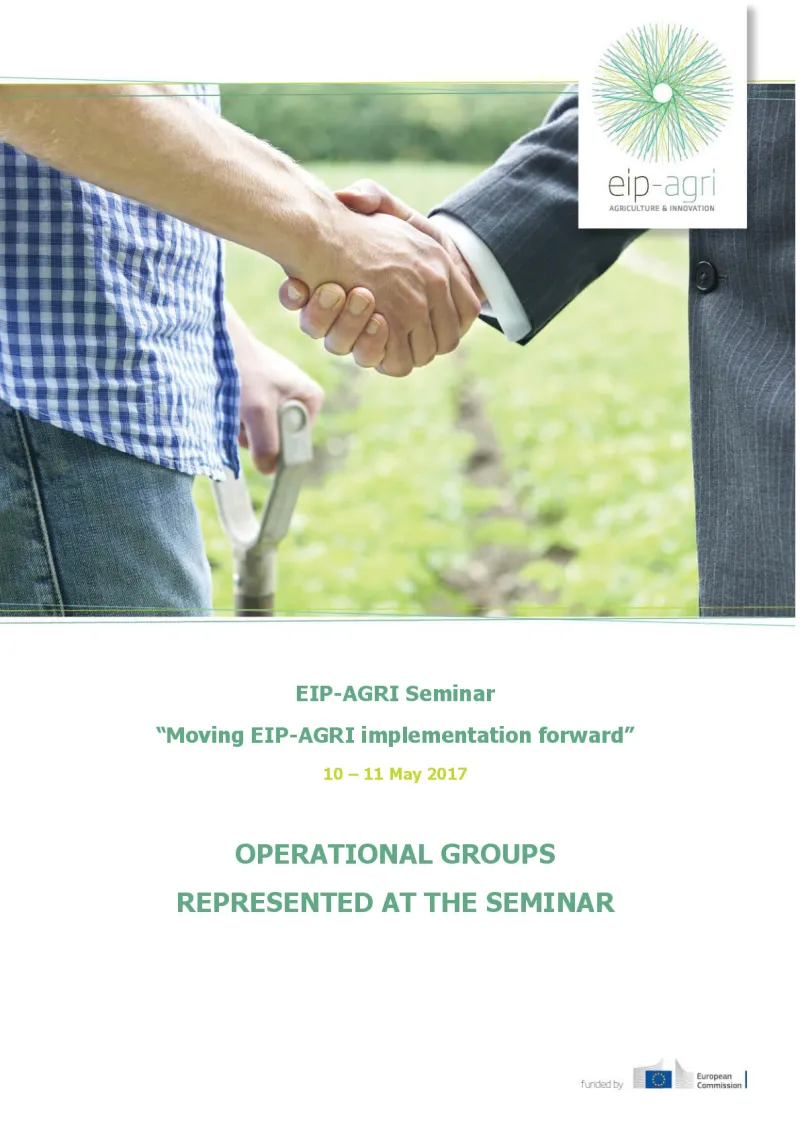 Operational Groups represented at the EIP-AGRI Seminar 'Moving EIP-AGRI implementation forward'
