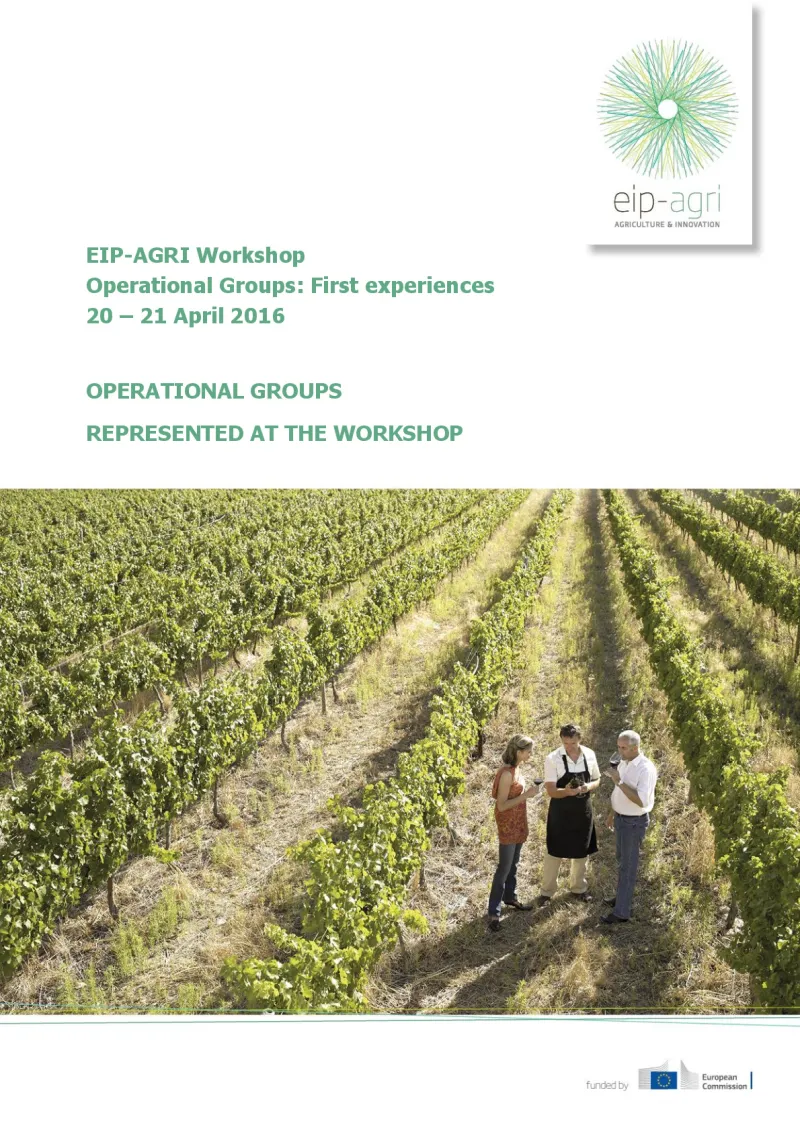 Operational Groups represented at the EIP-AGRI workshop 'OGs: First experiences'